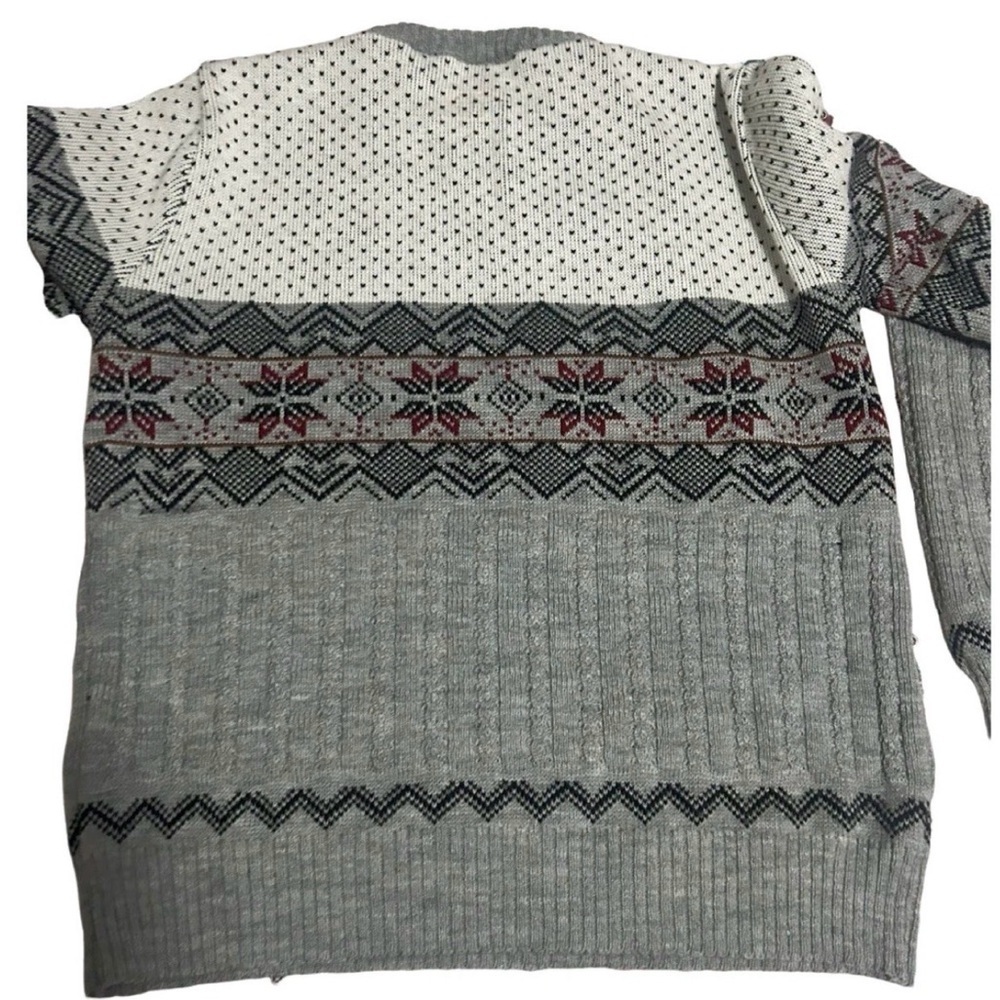 Vintage KP Collection Nordic Sweater Gray Fair Isle Men’s Large - Picture 4 of 14